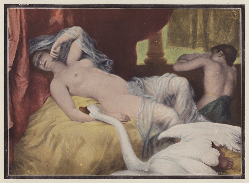 Leda, princesa espartana de la mitología griega (litografia en color) de European School