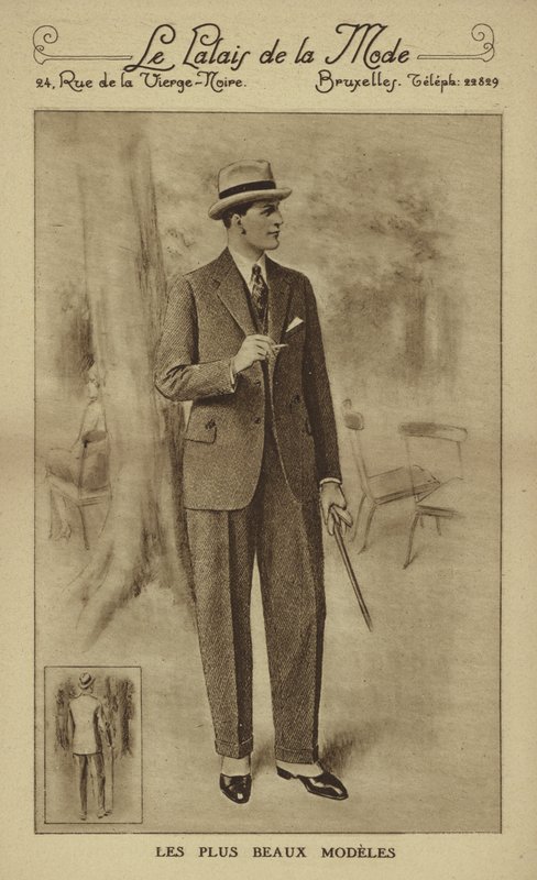 Moda masculina hacia 1930 (litografía) de European School