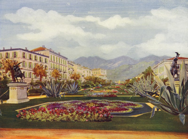 Menton, Le Jardin Public (litografía en color) de European School