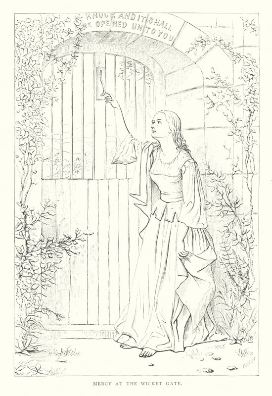 Misericordia en la puerta peatonal (grabado) de European School