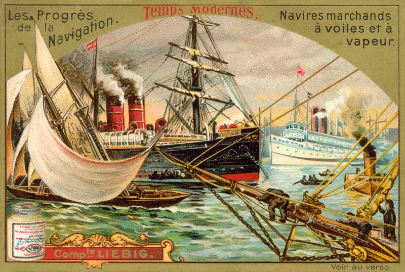 Barcos mercantes modernos de vela y vapor de European School