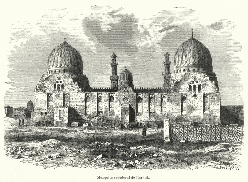 Mezquita y mausoleo del sultán Barquq, El Cairo, Egipto (litografía) de European School
