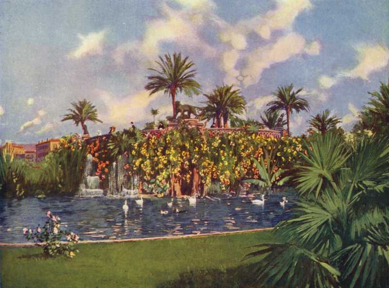 Niza, La Grotte du Jardin Public (litografía en color) de European School