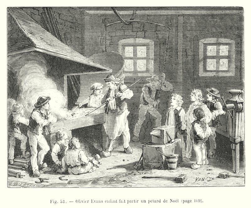 Olivier Evans niño encendiendo un petardo de Navidad de European School
