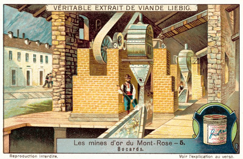 Molino de mineral en las minas de oro de Monte Rosa, Italia de European School