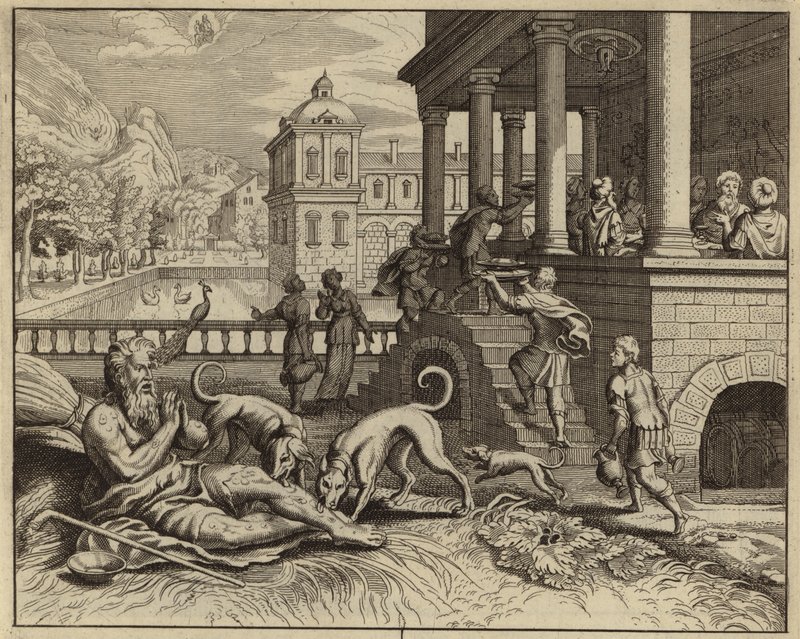 Parábola del rico y Lázaro el mendigo (grabado) de European School
