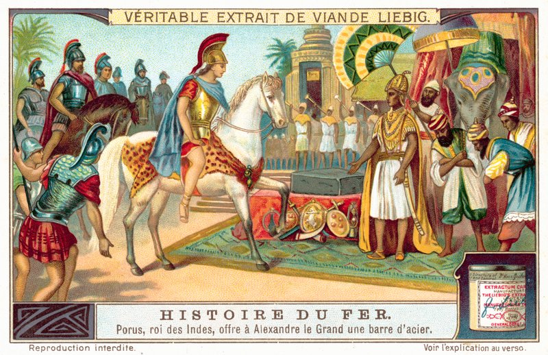 Porus, Rey de los Pauravas, ofreciendo a Alejandro Magno una barra de acero de European School