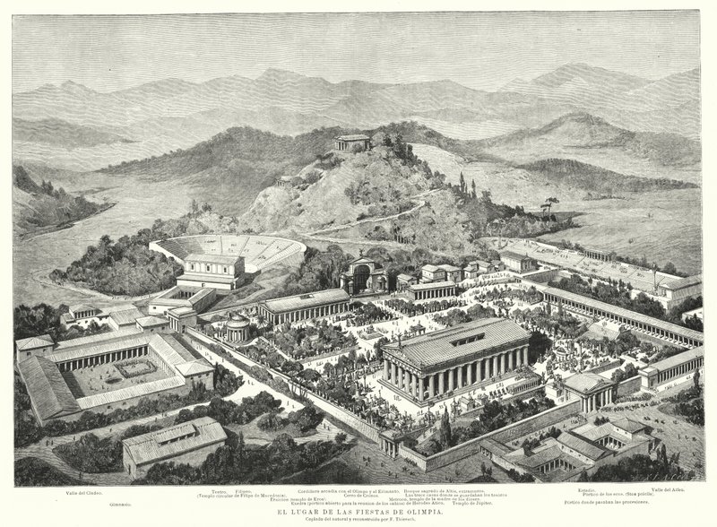 Reconstrucción de la antigua Olimpia, Grecia de European School