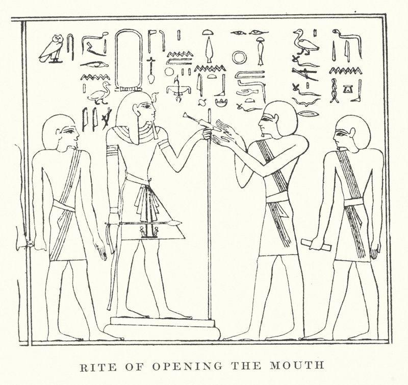 Rito de apertura de la boca (litografía) de European School