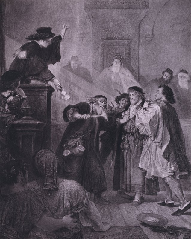Escena de El mercader de Venecia de Shakespeare (Acto IV, Escena 1) de European School