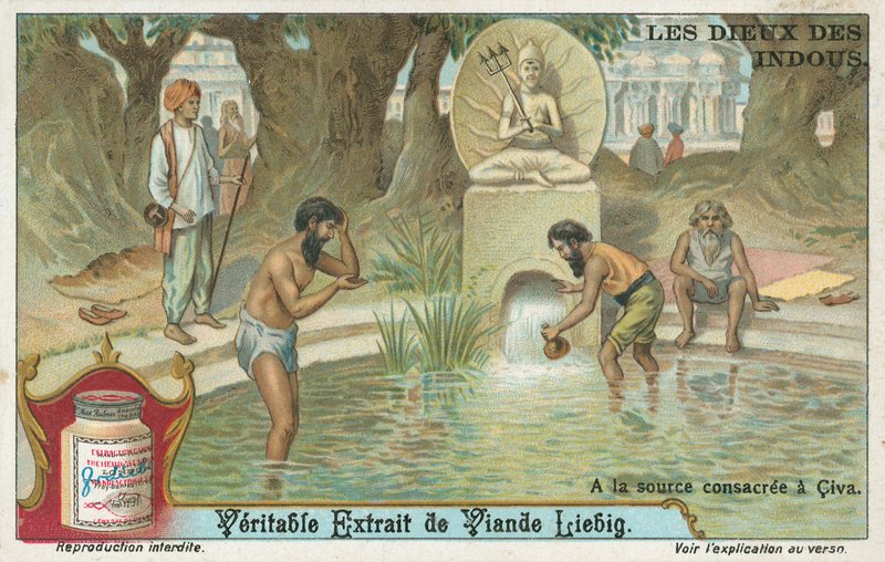 Shiva, dios indio, tarjeta Liebig, principios del siglo XX (cromo) de European School