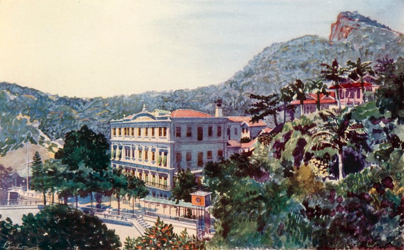 Hotel Internacional, Santa Thereza, Río de Janeiro (litografía en color) de European School