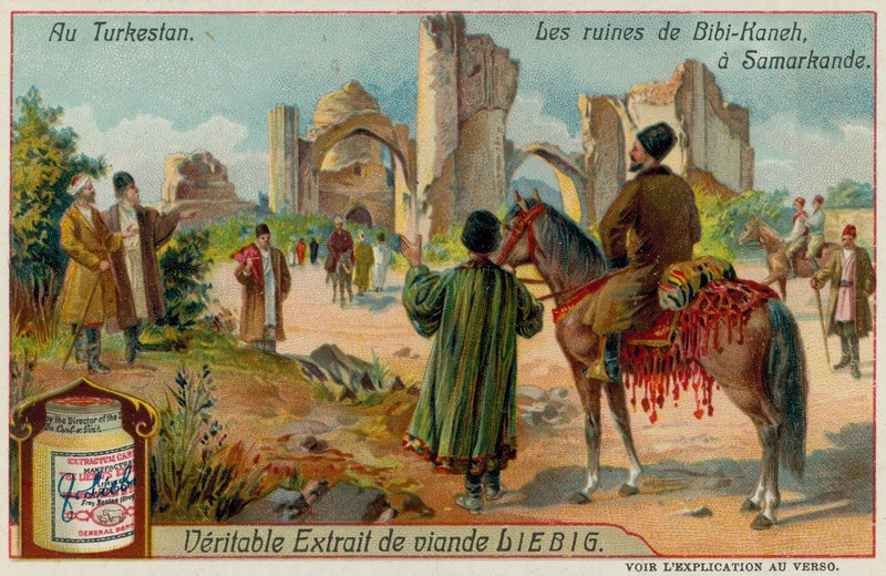 Las ruinas de la mezquita Bibi-Khanym en Samarcanda en Uzbekistán de European School