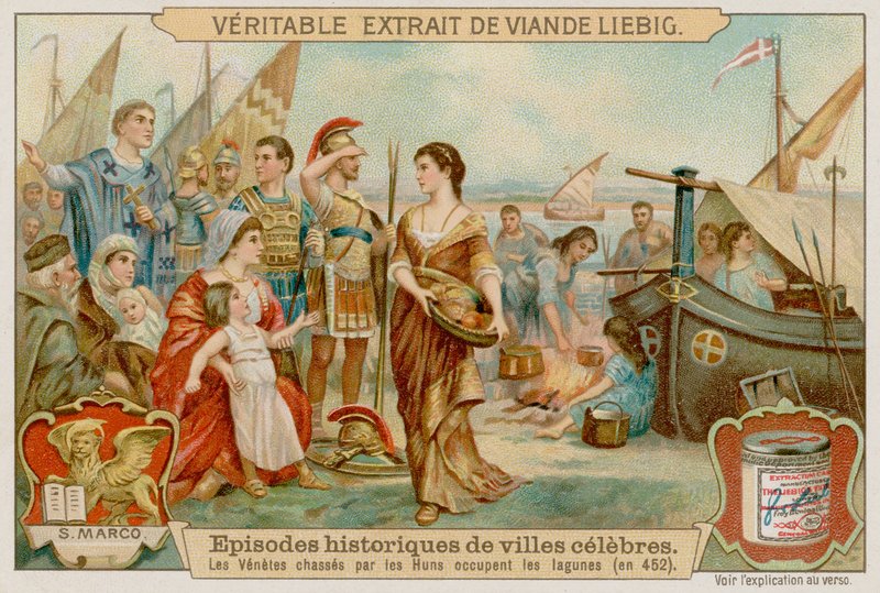 Los Venecianos Son Empujados a la Laguna por los Hunos en 452 de European School