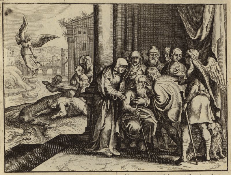 Tobías restaurando la vista de su padre Tobías (grabado) de European School