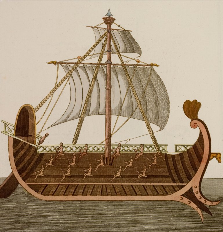Trirreme, barco de guerra utilizado por los antiguos fenicios, griegos y romanos de European School