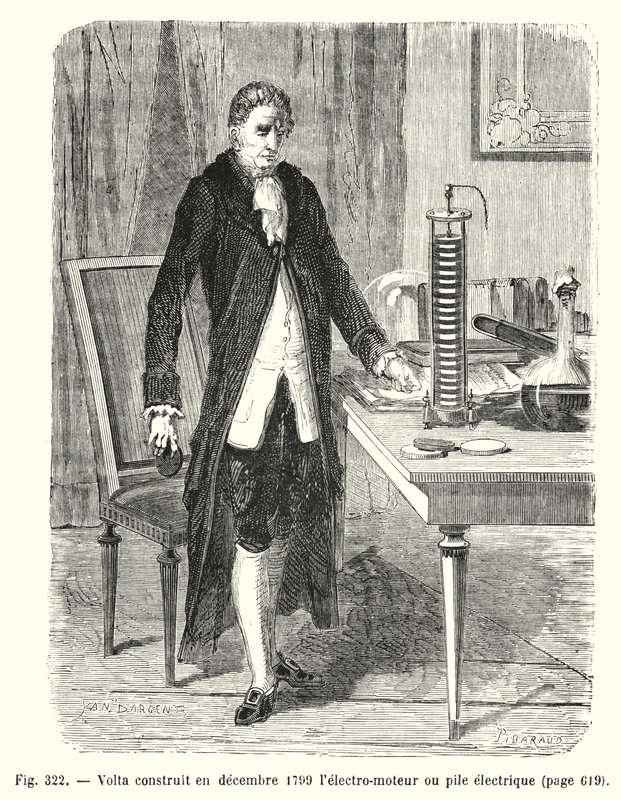 Volta construyó en diciembre de 1799 el electro-motor o pila eléctrica de European School