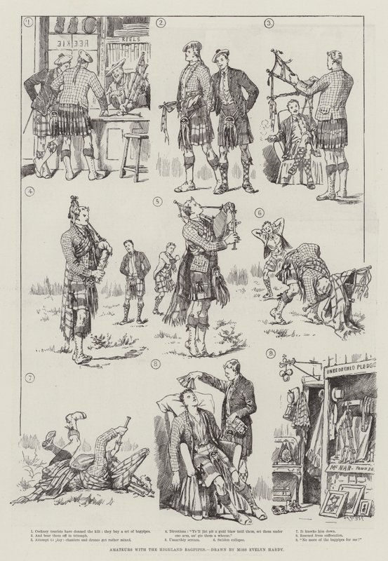 Aficionados con las gaitas escocesas de Evelyn Stuart Hardy
