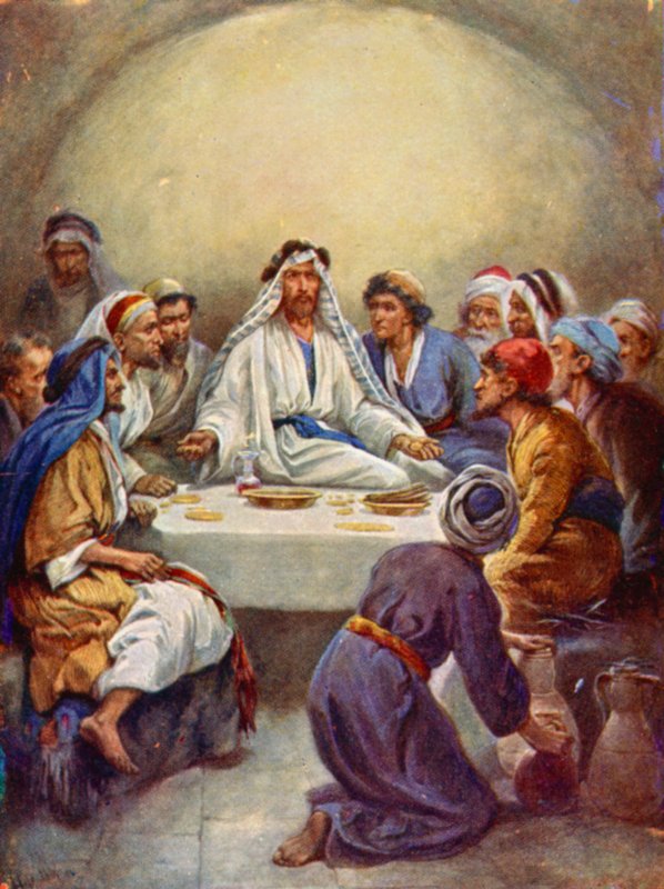 La última cena (litografia en color) de Evelyn Stuart Hardy