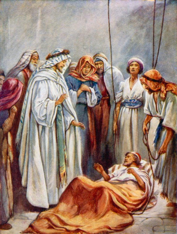 El enfermo de parálisis (litografia en color) de Evelyn Stuart Hardy