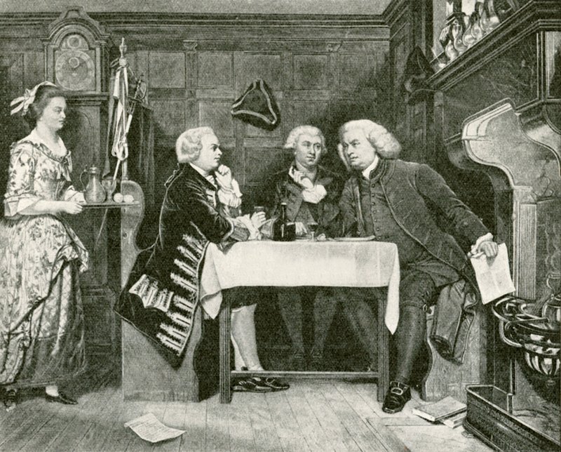 Johnson, Goldsmith y Boswell en la taberna Mitre de Eyre Crowe