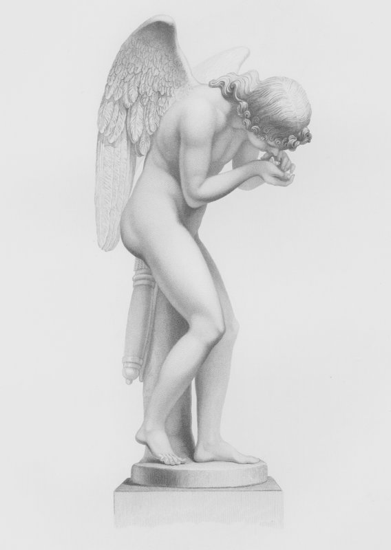 El amor que revive la vida, de la estatua de Finelli, en la colección de Su Gracia el Duque de Devonshire, en Chatsworth (grabado) de F. Roffe