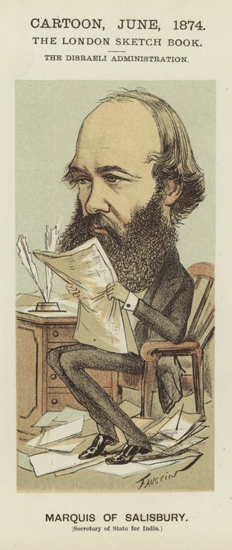 Caricatura del Marqués de Salisbury (litografía en color) de Faustin (b.1847)