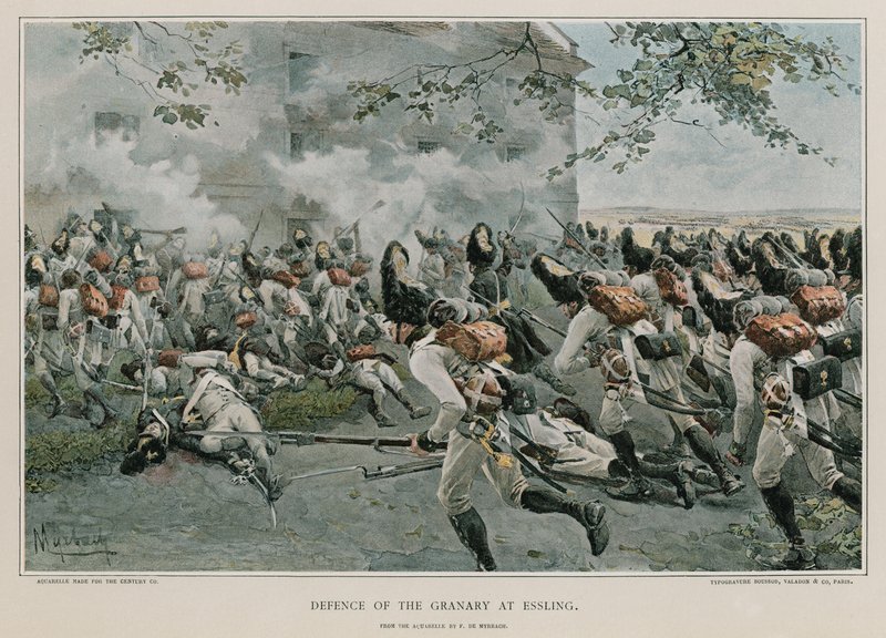 Defensa del granero en Essling de Felicien baron de Myrbach Rheinfeld