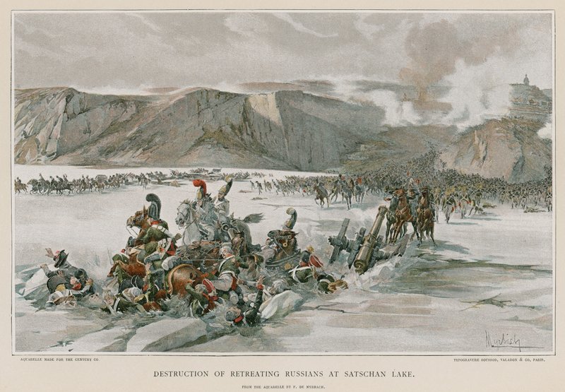 Destrucción de los rusos en retirada en el lago Satschan de Felicien baron de Myrbach Rheinfeld