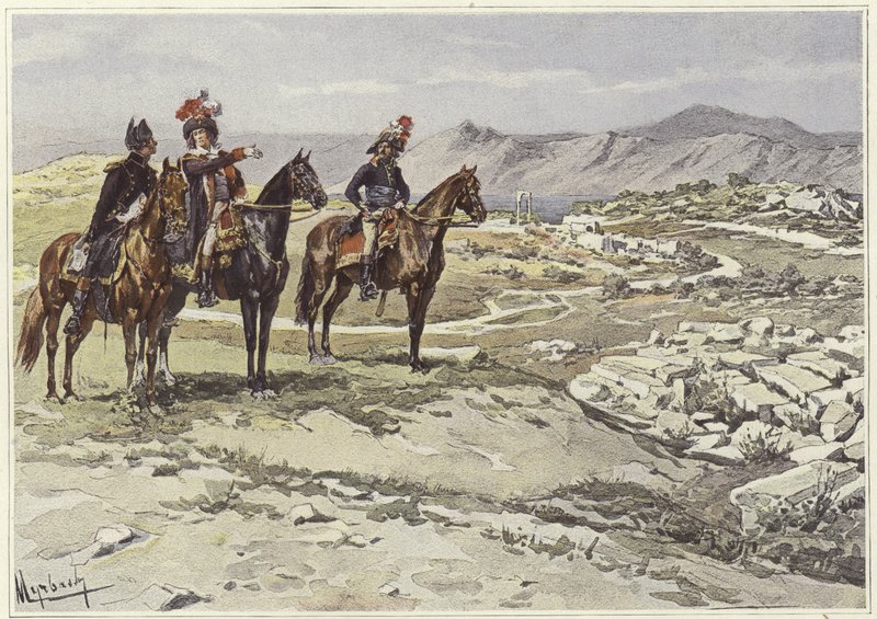 Soldados a caballo inspeccionando Nicópolis de Felicien baron de Myrbach Rheinfeld