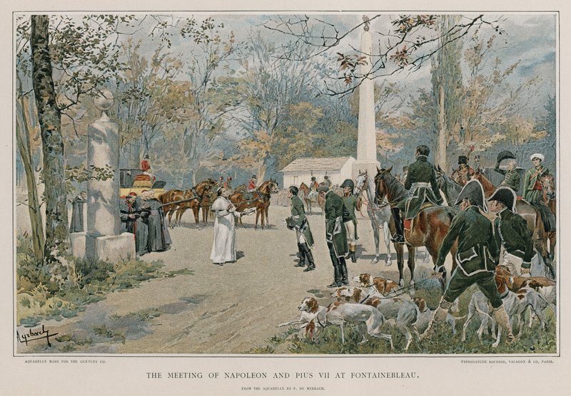 El encuentro de Napoleón y Pío VII en Fontainebleau de Felicien baron de Myrbach Rheinfeld