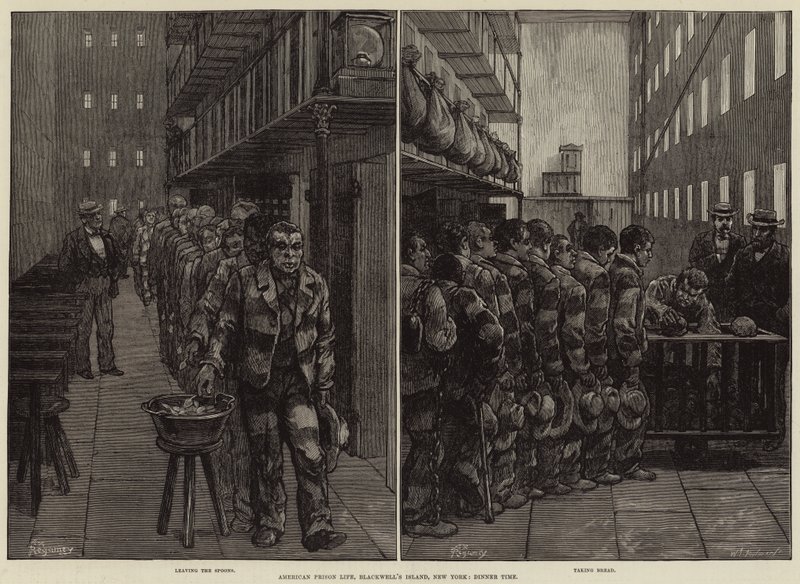 Vida en prisión americana, Isla Blackwell, Nueva York, hora de la cena de Felix Regamey