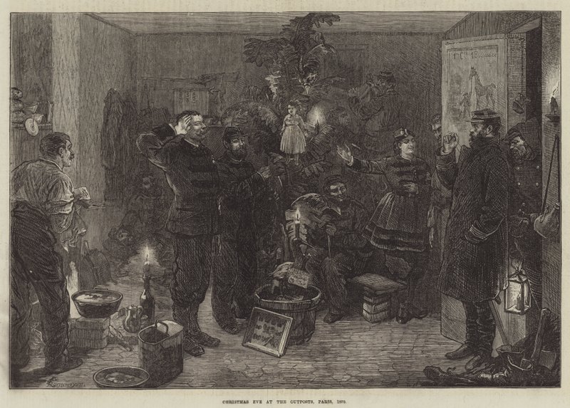 Nochebuena en los puestos avanzados, París, 1870 de Felix Regamey