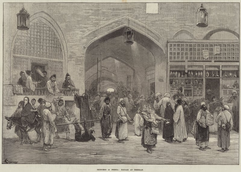 Bocetos en Persia, Bazar en Teherán de Felix Regamey