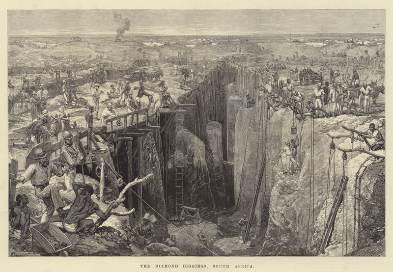 Las excavaciones de diamantes, Sudáfrica de Felix Regamey