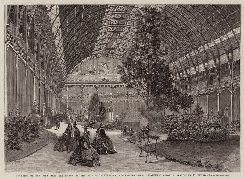 Interior de la Exposición de Bellas Artes en el Palacio de la Industria, París de Felix Thorigny