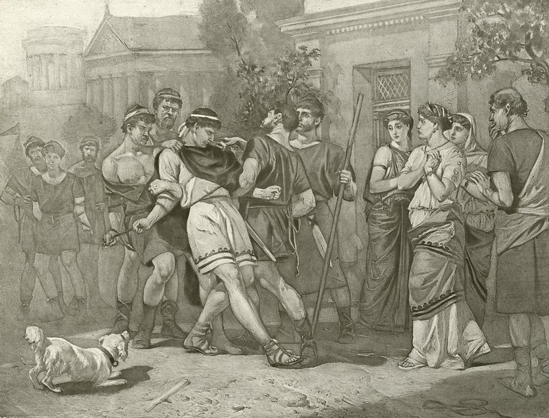 La comedia de los errores. Acto IV, Escena IV (grabado) de Felix Octavius Carr Darley