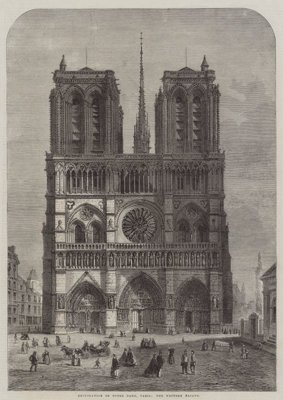 Restauración de Notre Dame, París, la fachada occidental de Felix Thorigny