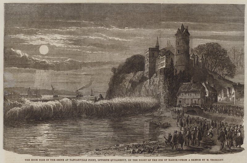 La marea alta en el Sena en Tancarville Point, frente a Quillebeuf, en la noche del 9 de marzo de Felix Thorigny