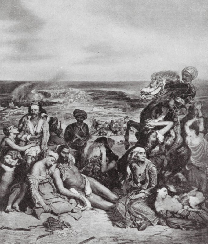 Las masacres de Quíos (litografía) de Ferdinand Victor Eugene (after) Delacroix