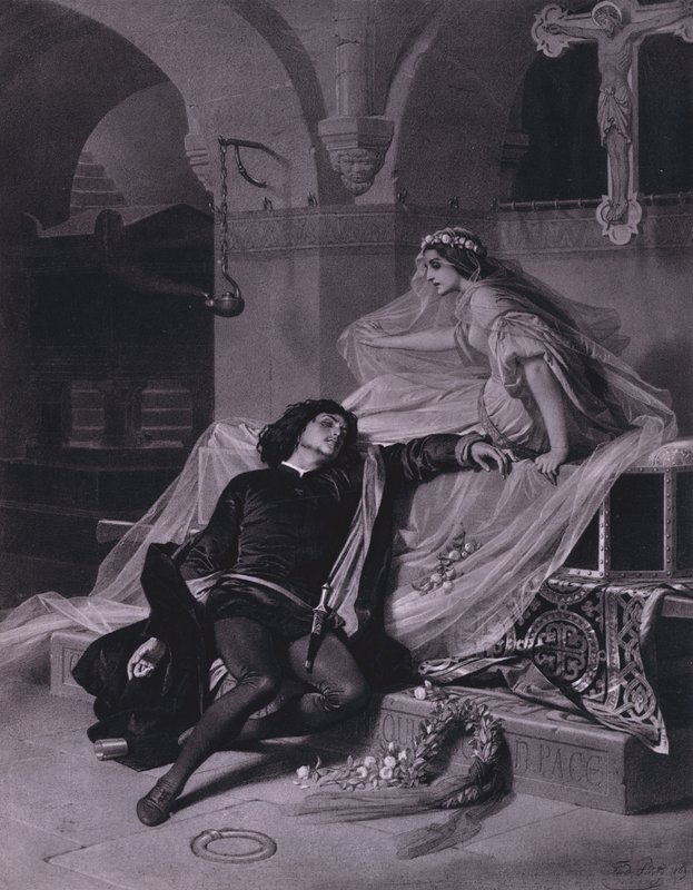 Escena de Romeo y Julieta de Shakespeare (Acto V, Escena 3) de Ferdinand the Elder Piloty