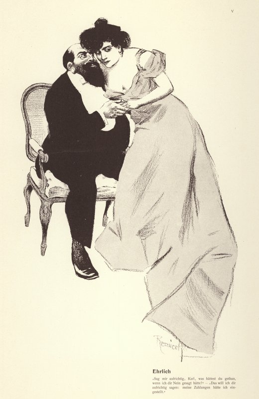 Hombre con su amante (litografía) de Ferdinand von Reznicek