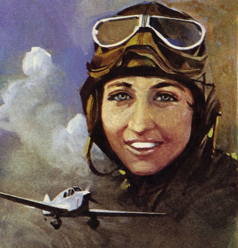 Amy Johnson, que voló de Croydon a Ciudad del Cabo (litografía en color) de Ferdinando Tacconi