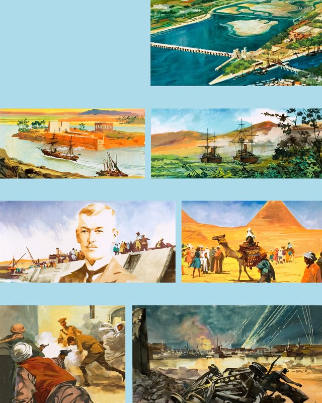 Escenas de la historia del río Nilo (gouache sobre papel) de Ferdinando Tacconi