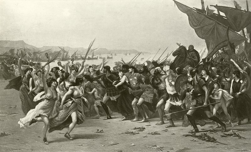 Los vencedores de Salamina (grabado) de Fernand Cormon