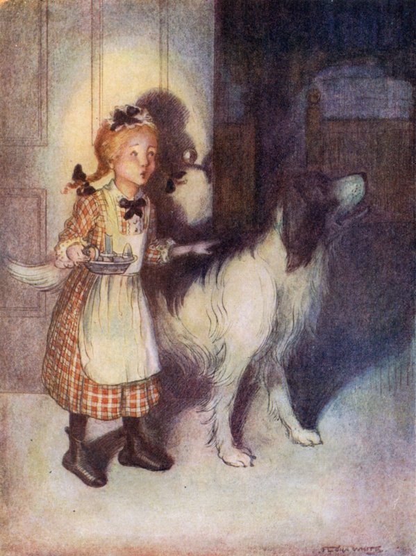 Eliza mirando si los niños duermen (litografía en color) de Flora White