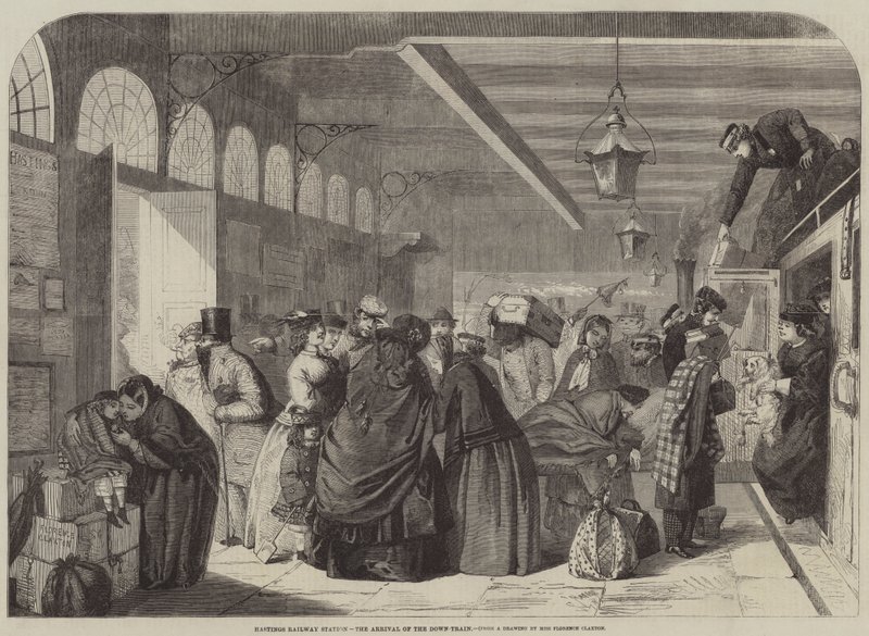 Estación de Ferrocarril de Hastings, la Llegada del Tren de Bajada de Florence Claxton