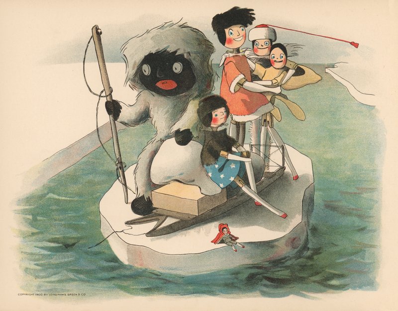 Ilustración para Las aventuras polares de Golliwogg de Florence K. Upton