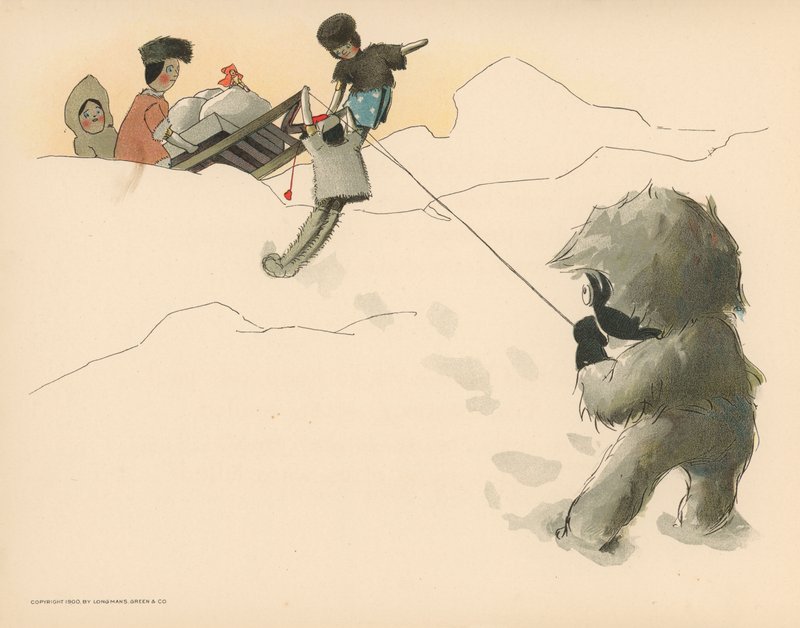 Ilustración para Las aventuras polares de Golliwogg de Florence K. Upton