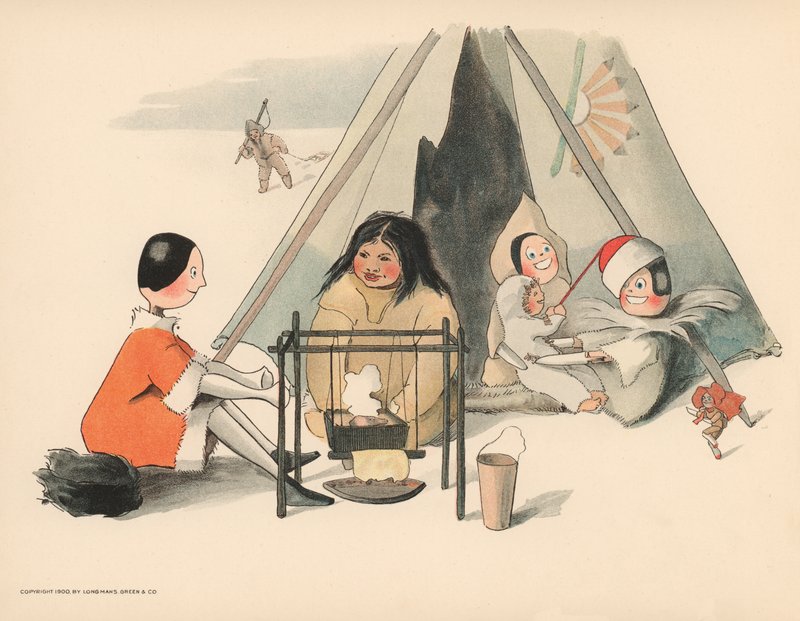 Ilustración para Las aventuras polares de Golliwogg de Florence K. Upton